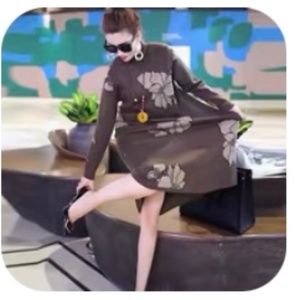 JACQUARD KNIT WOOL DRESS